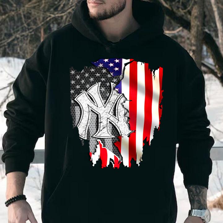 New York Yankees inside American flag t-shirt hoodie