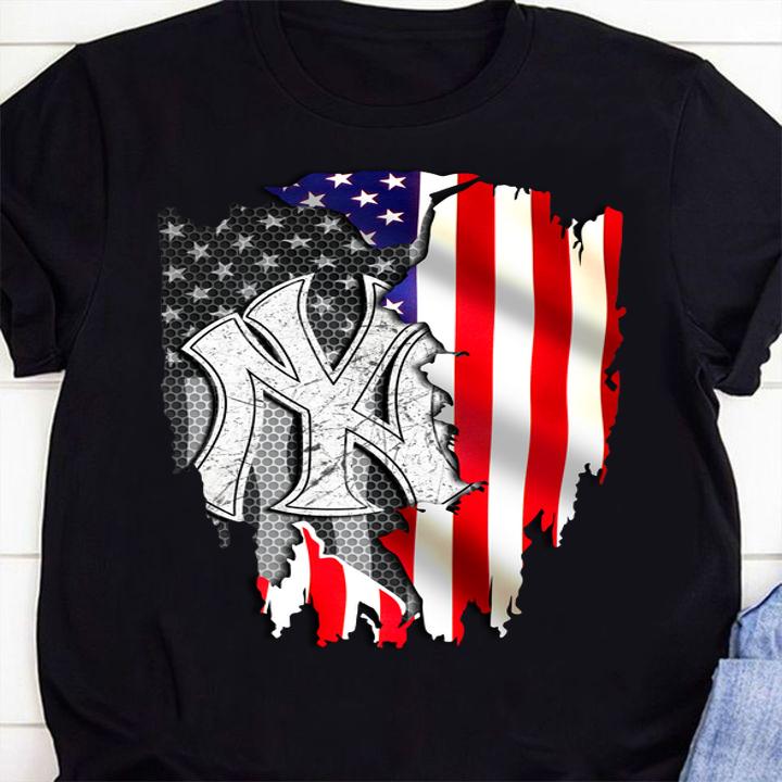 New York Yankees inside American flag t-shirt shirt