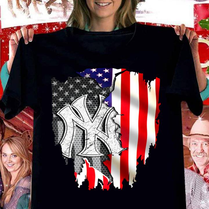 New York Yankees inside American flag t-shirt woman shirt