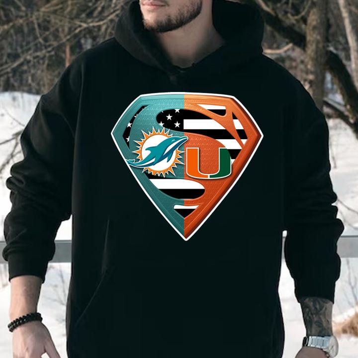 Superman Miami Dolphins And Miami Hurricanes t-shirt hoodie