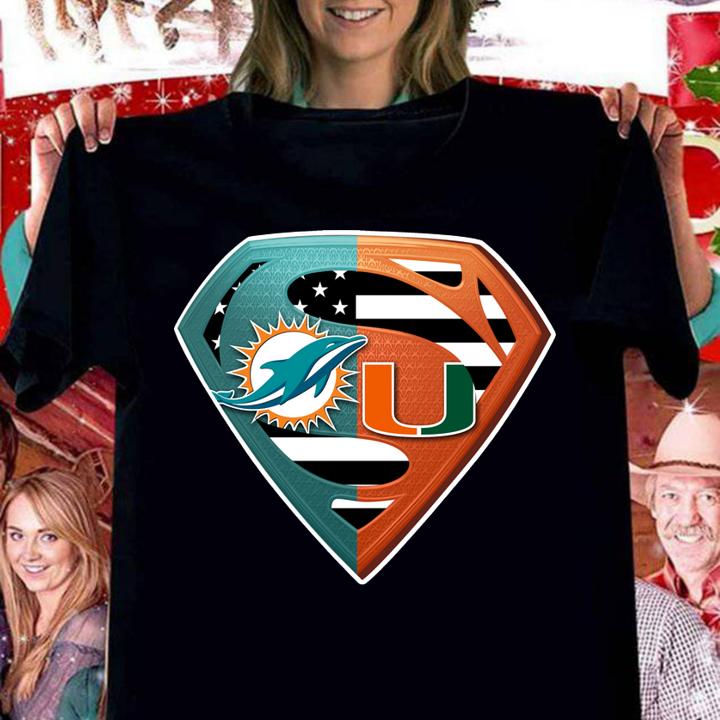 Superman Miami Dolphins And Miami Hurricanes t-shirt woman shirt