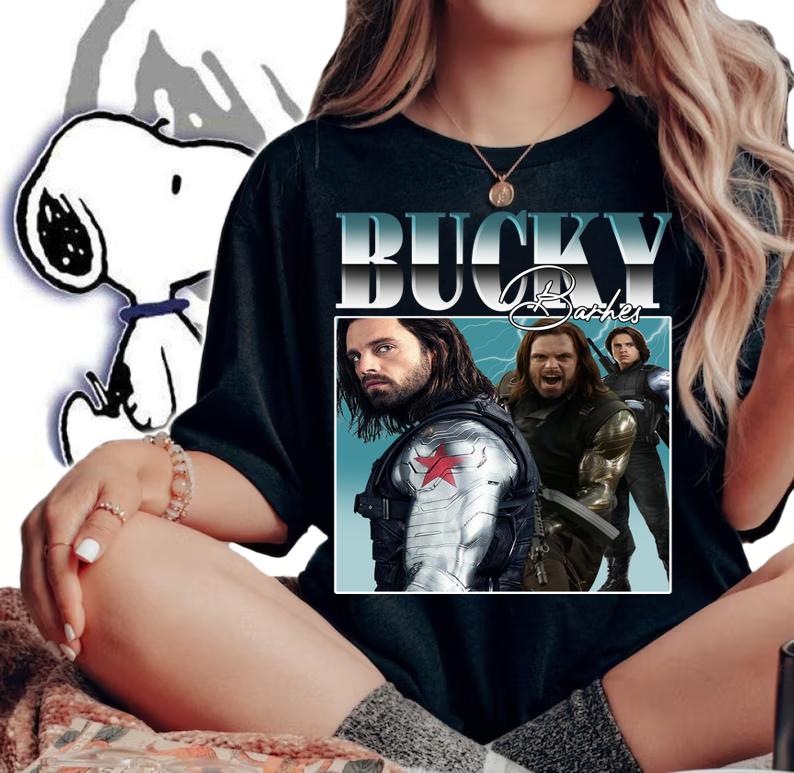 Bucky Barnes Shirt, Sebastian Stan Raptee Retro Aesthetic t-shirt woman shirt