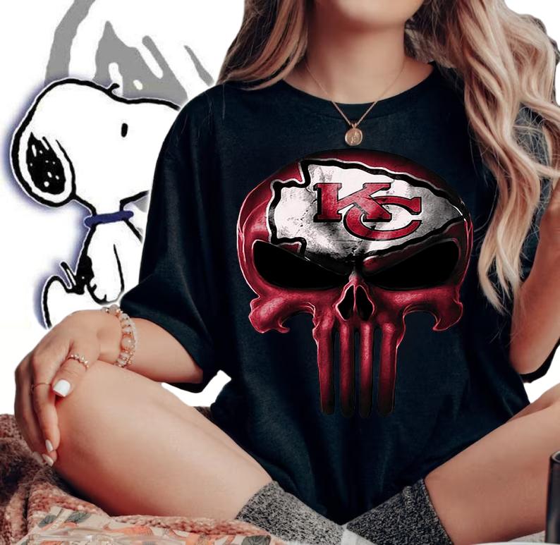 Kansas City Chiefs Punisher Skull t-shirt woman shirt