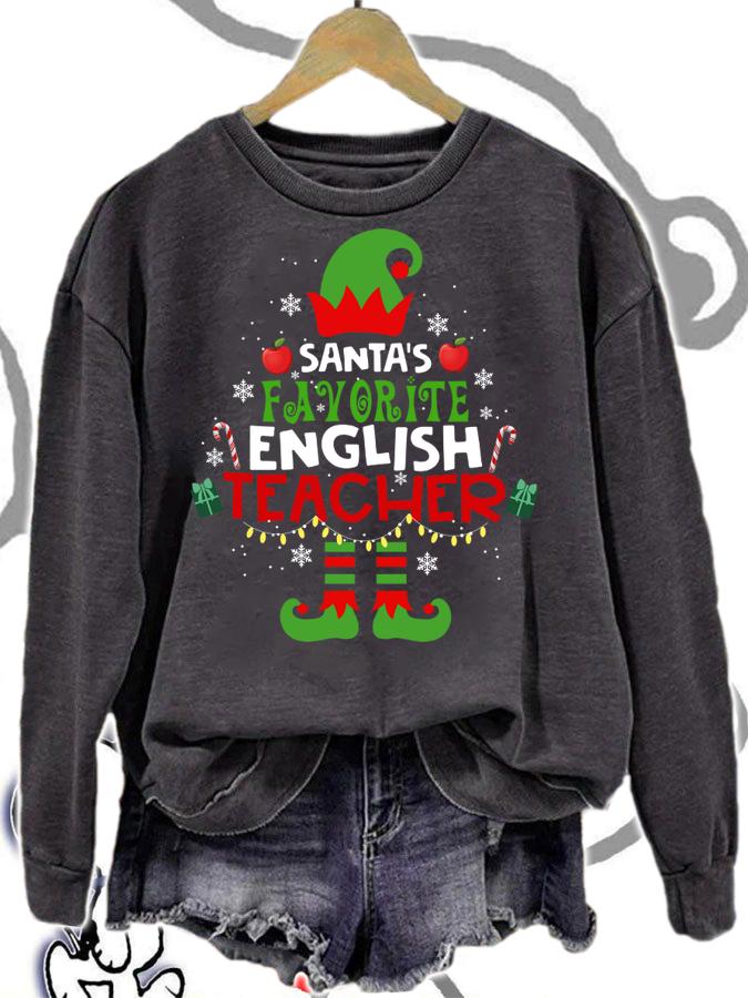 Hot Santa Favorite English Teacher Christmas Thankgiving Xmas t-shirt sweatshirt