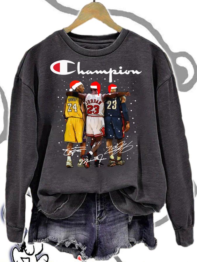 Santa LeBron James Kobe Bryant Michael Jordan Champion Christmas t-shirt sweatshirt