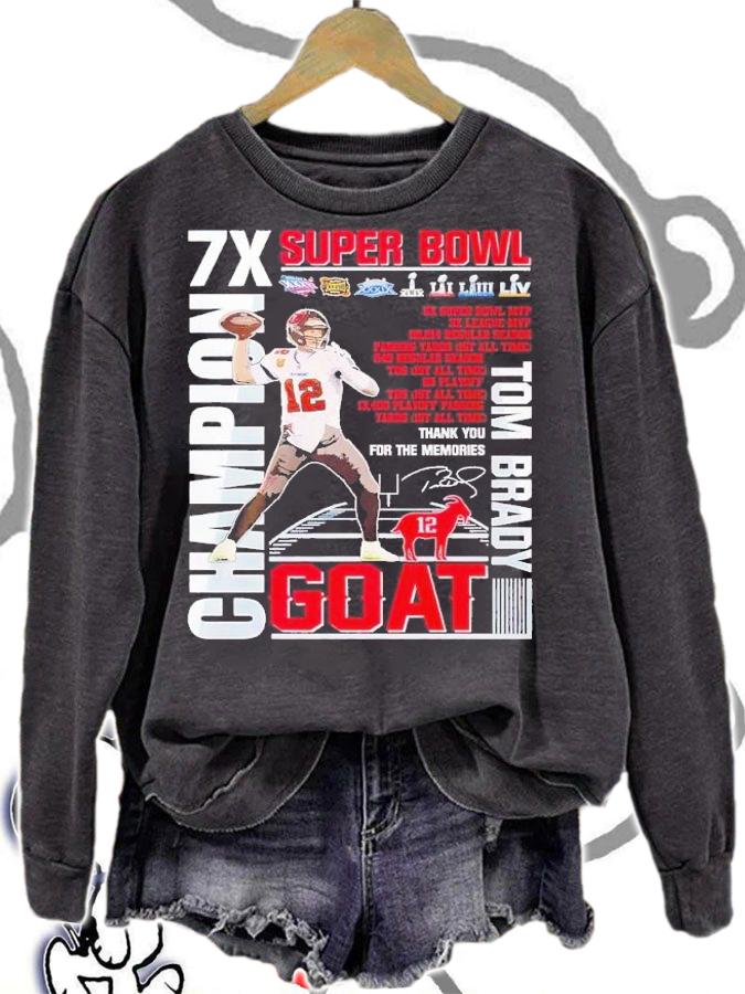 7x Super Bowl Champion Goat Tom Brady thank you for the memories shirt t-shirt sweatshirt