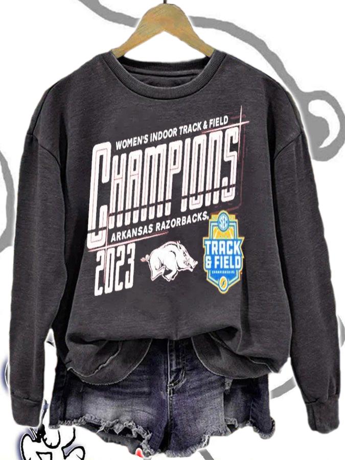Arkansas Razorbacks 2023 SEC Women's Indoor Track and Field Champions T-shirt t-shirt sweatshirt
