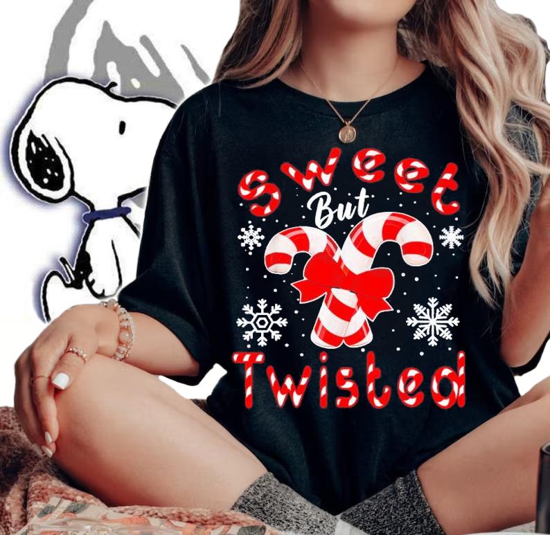 Candy Cane Sweet But Twisted Funny Merry Christmas shirt t-shirt woman shirt