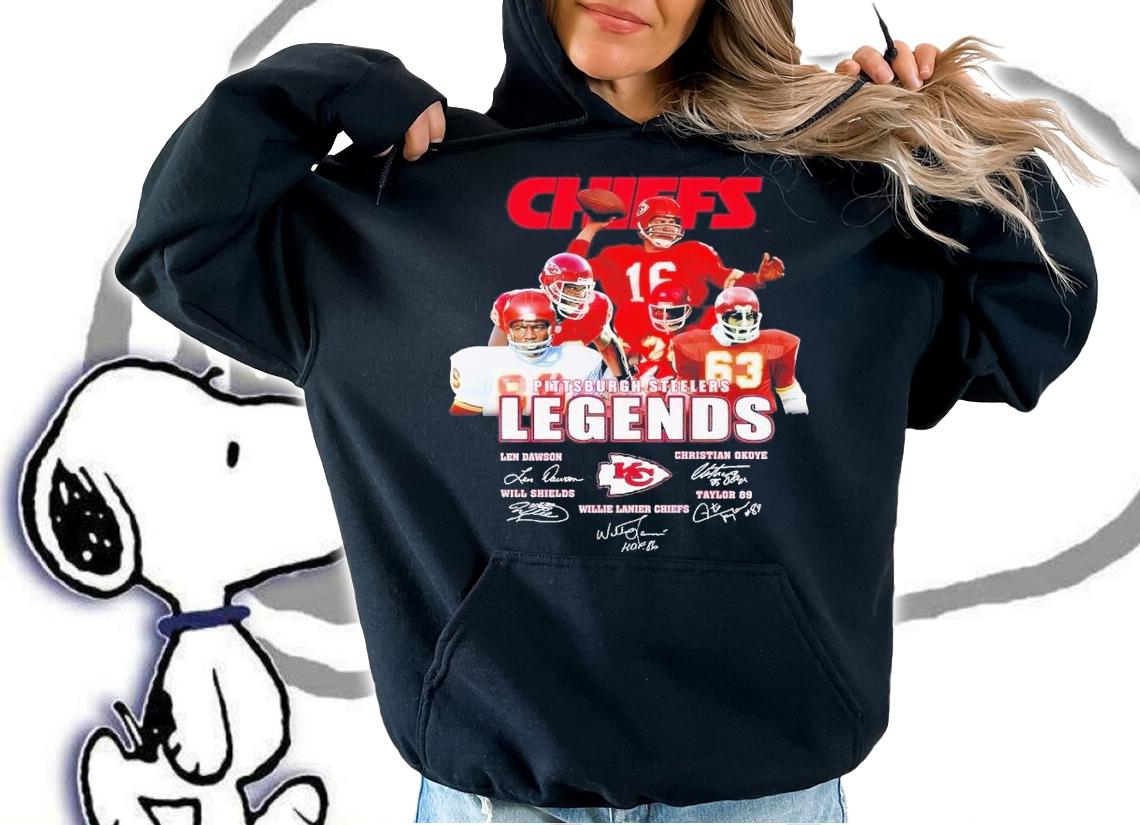 Chiefs Pittsburgh Steelers Legends Len Dawson Christian Okoye Will Shields signatures shirt t-shirt hoodie