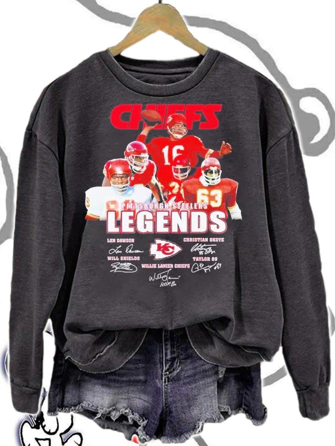 Chiefs Pittsburgh Steelers Legends Len Dawson Christian Okoye Will Shields signatures shirt t-shirt sweatshirt