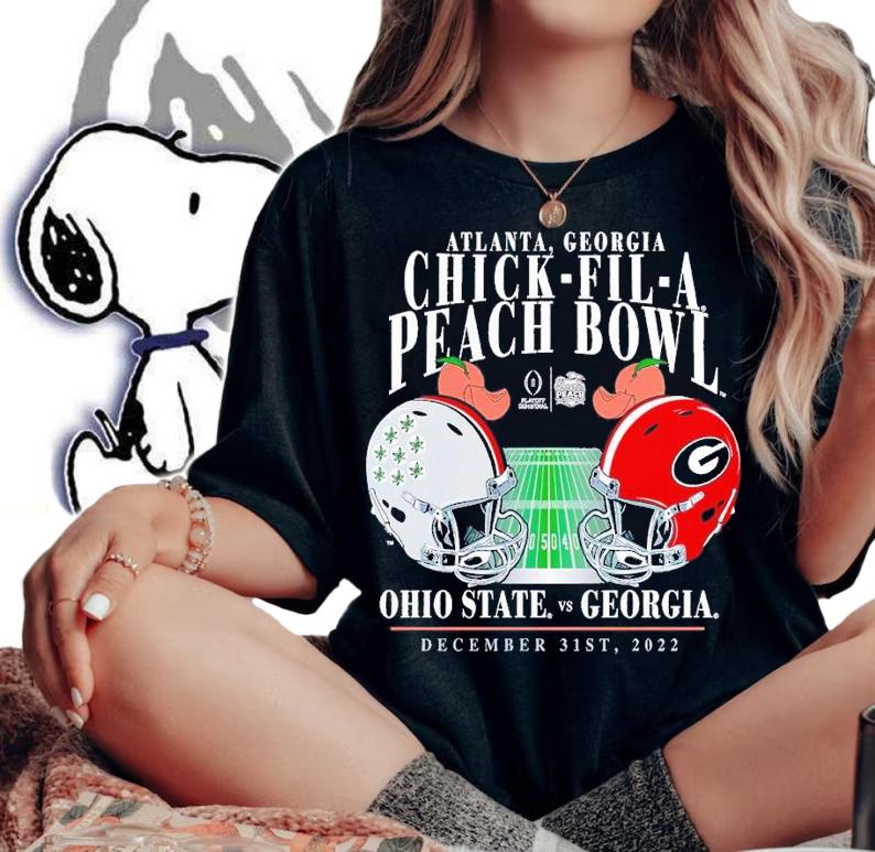 Georgia Bulldogs vs Ohio State Buckeyes College Football Playoff 2022 Peach Bowl Matchup shirt t-shirt woman shirt