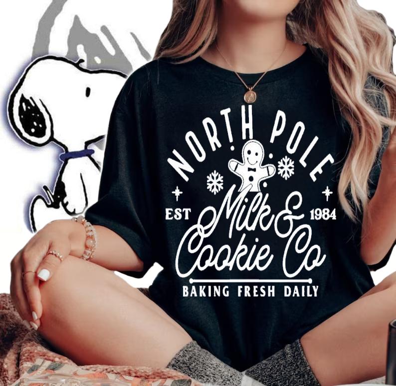 Gingerbread North pole milk and cookie co baking fresh daily shirt t-shirt woman shirt