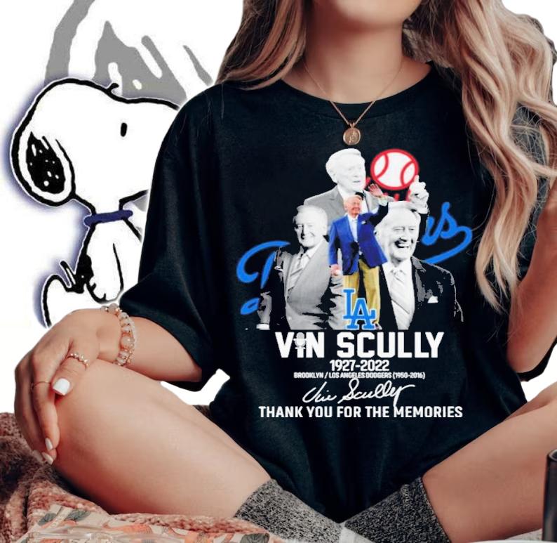 Vin Scully 1927-2022 Brooklyn Los Angeles Dodgers 1950-2016 Signatures Thank You For The Memories Shirt t-shirt
