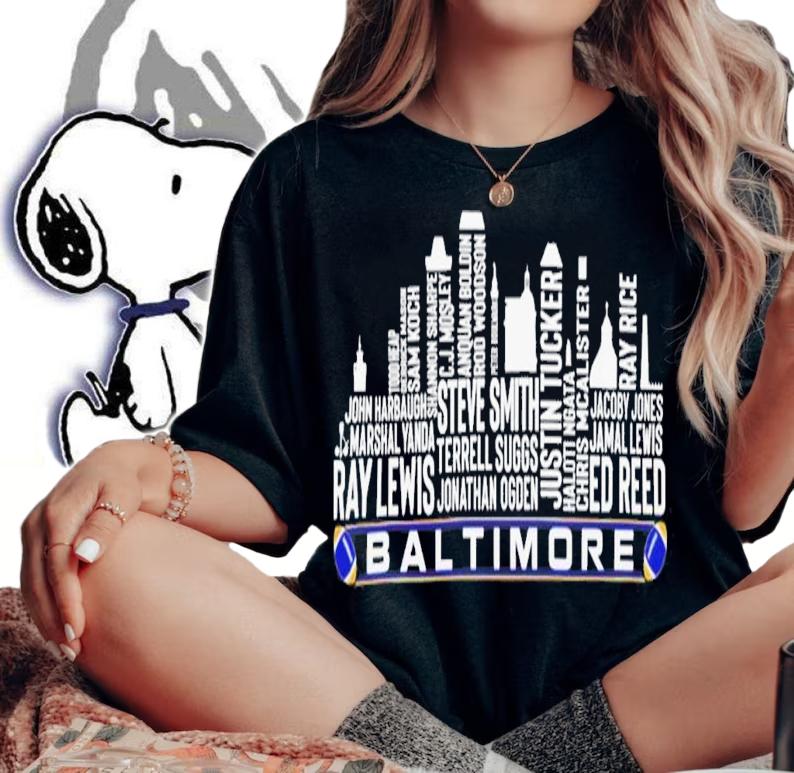 Lamar Jackson Baltimore City Skyline T-Shirt t-shirt woman shirt