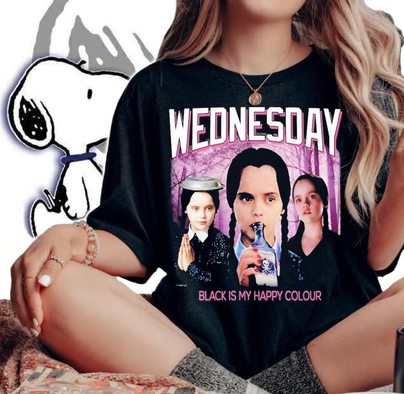 Black Is My Happy Color The Addams Family T-Shirt t-shirt woman shirt