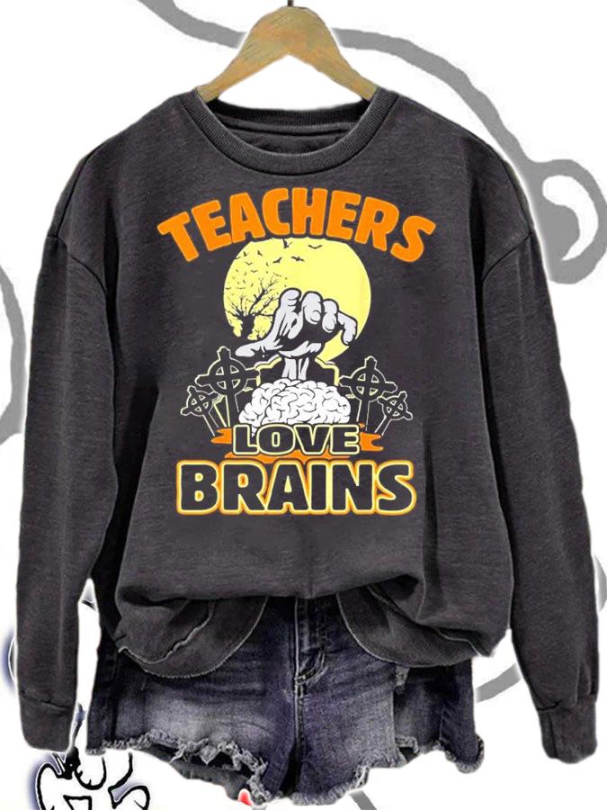 Teacher Halloween Teachers Love Brains shirt t-shirt