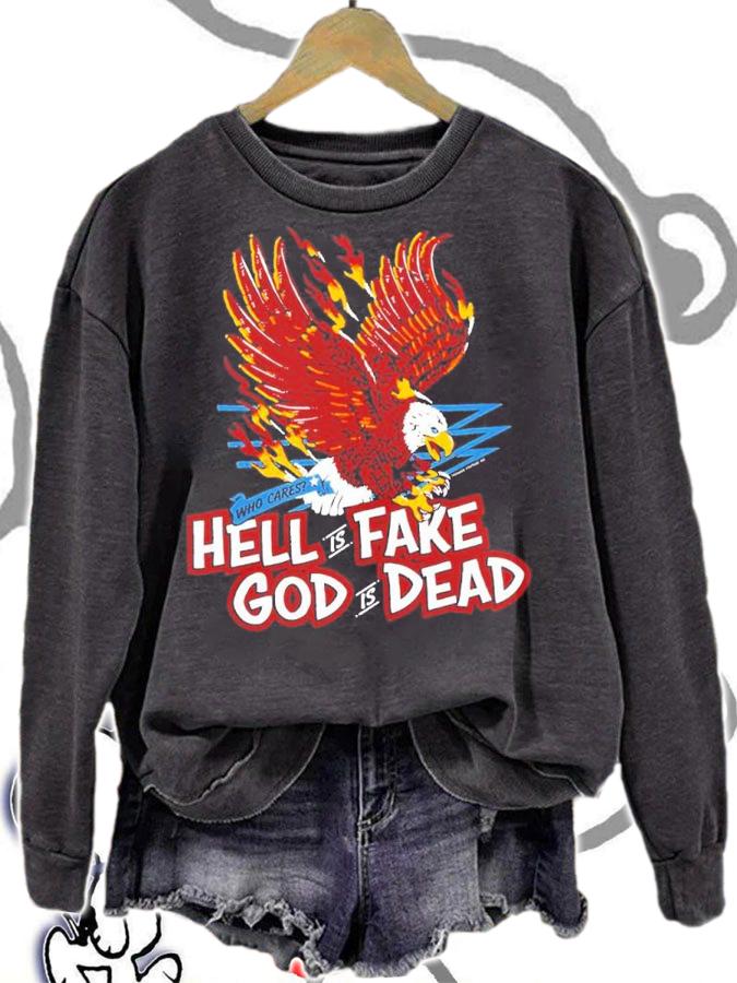 Who cares hell is fake God is dead shirt t-shirt