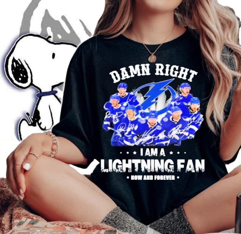 Damn Right I Am A Lightning Eastern Champions Fan Now And Forever Signatures Shirt t-shirt