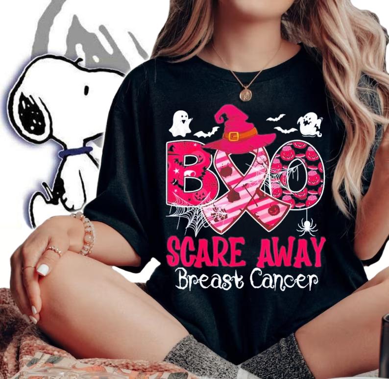 Halloween Boo Scare Away Breast Cancer Awareness T-Shirt t-shirt