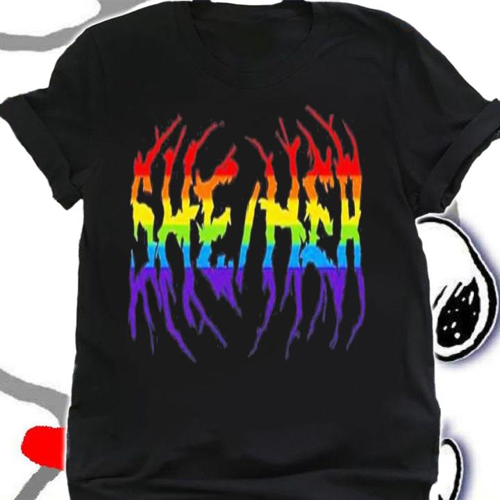 She Her Rainbow Metal Shirt t-shirt shirt