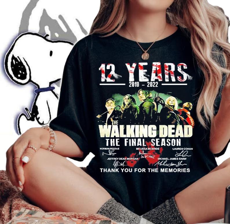 12 Years 2010 2022 The Walking Dead The Final Season Thank You For The Memories Signatures T-Shirt t-shirt woman shirt