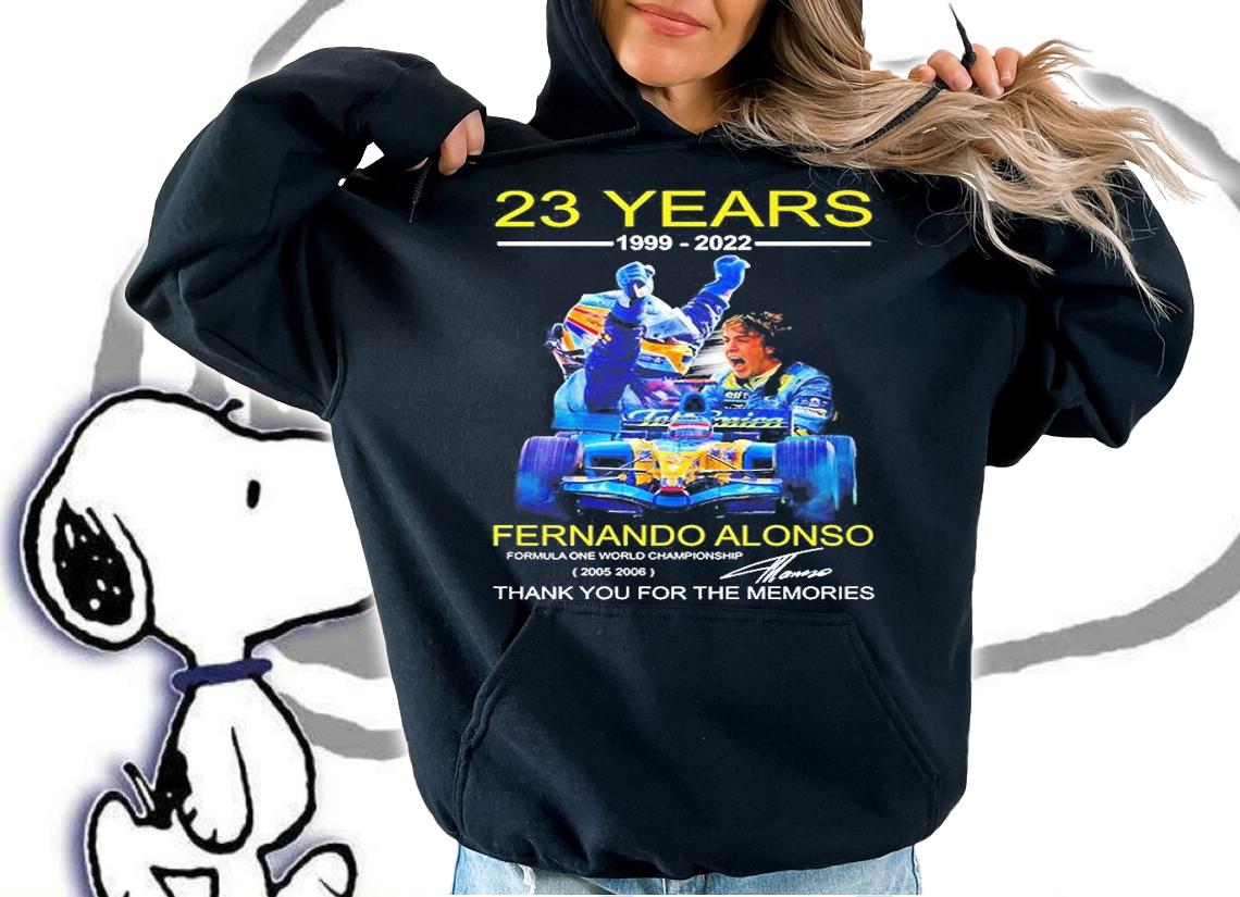 23 Years 1999 2022 Fernando Alonso Signature Thank You For The Memories T-Shirt t-shirt