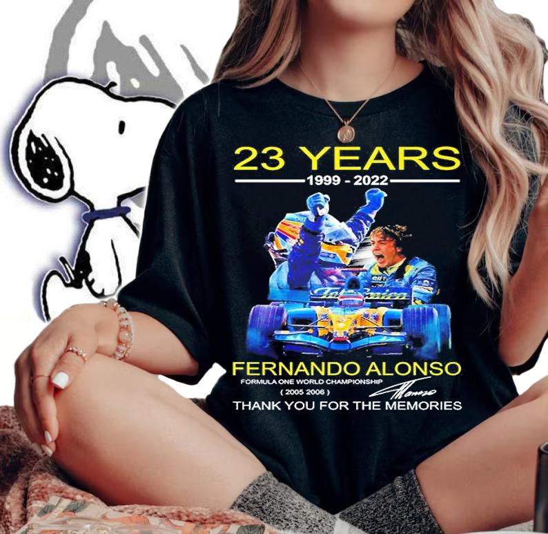 23 Years 1999 2022 Fernando Alonso Signature Thank You For The Memories T-Shirt t-shirt