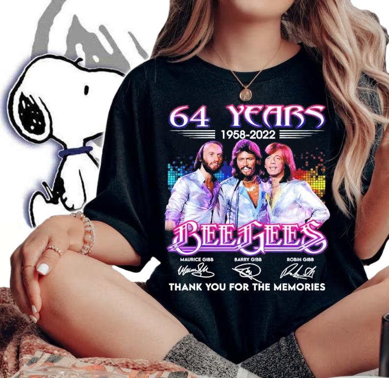 64 Years 1958-2022 Bee Gees Signatures Thank You For The Memories Shirt t-shirt woman shirt