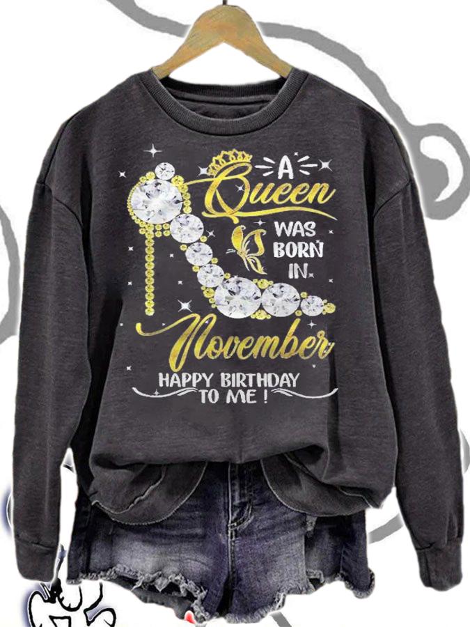 A Queen Was Born In November Happy Birthday To Me Gift Shoes Shirt t-shirt