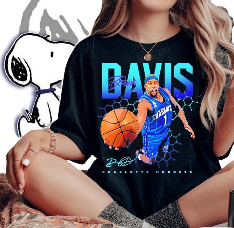 Baron Davis Charlotte Hornets Basketball Signatures Shirt t-shirt woman shirt