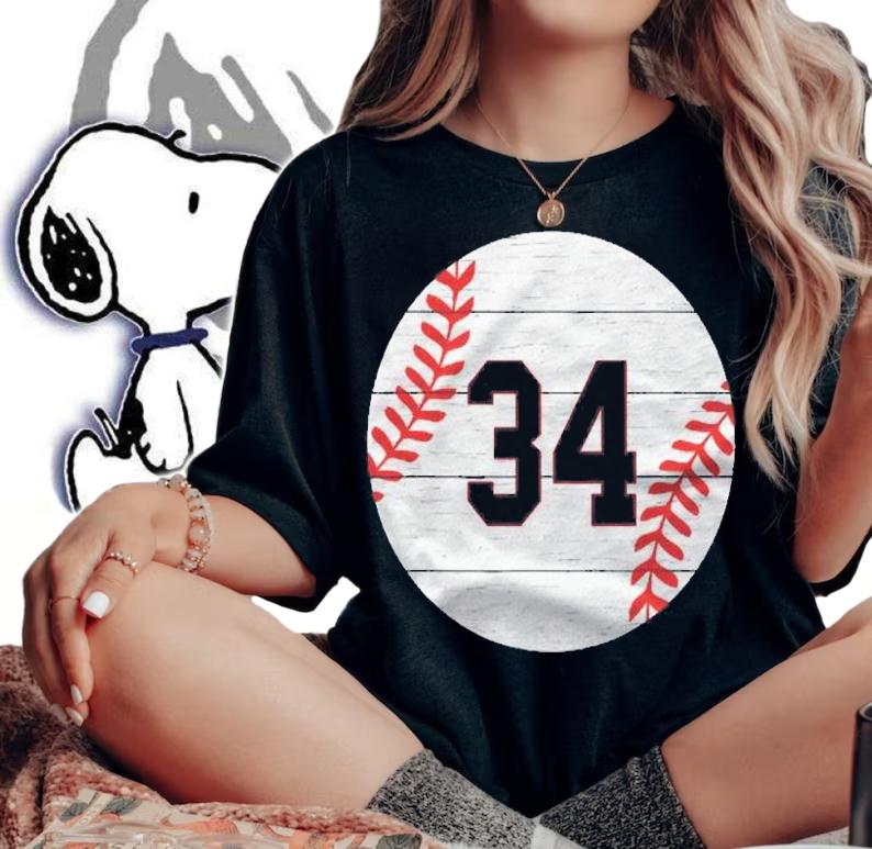 Baseball Number 34 Ball For Baseball Players Gift Shirt t-shirt
