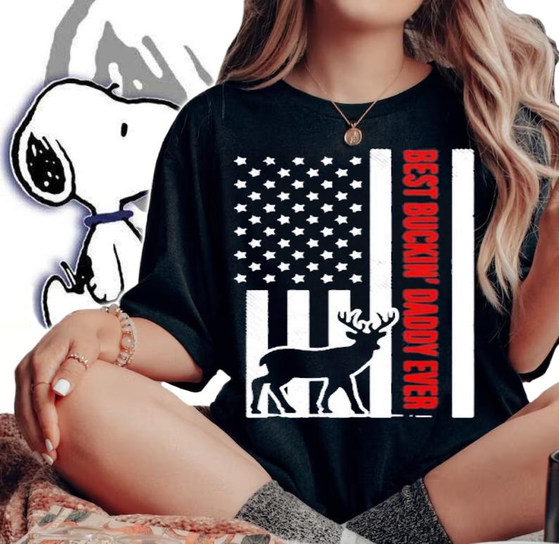 Best Buckin Daddy American Flag Buck Hunting Hunter T-Shirt t-shirt