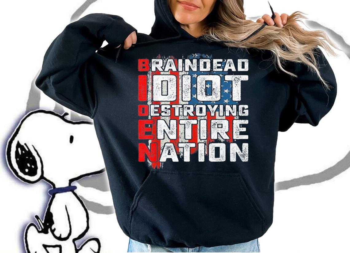 Biden BrainDead Idiot Destroying Entire Nation USA Flag Vintage T-Shirt t-shirt