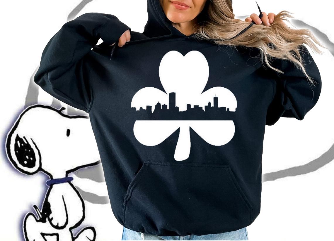 Boston Skyline On A Shamrock St Patricks Day T-Shirt t-shirt hoodie