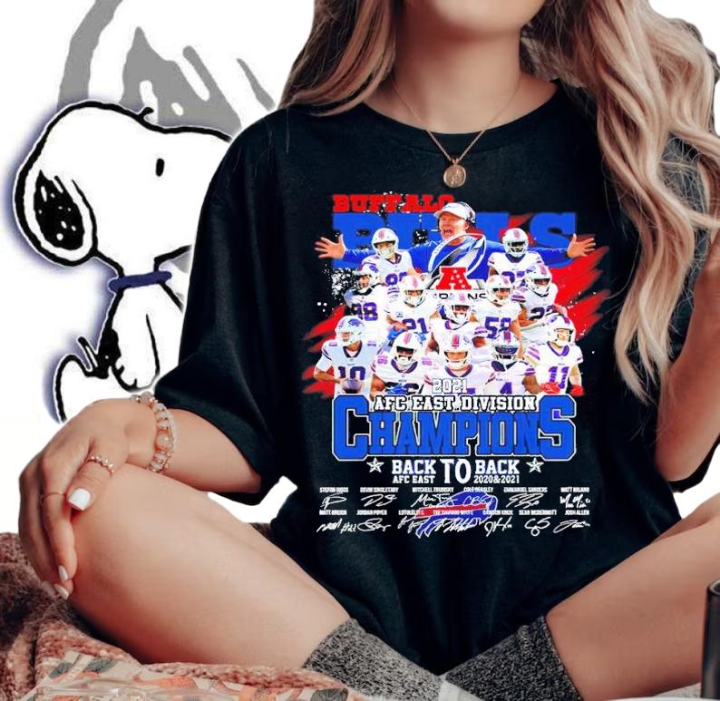 Buffalo Bills 2021 AFC East Division Champions Back To Back Signatures Shirt t-shirt