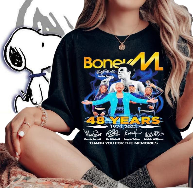 Boney M 48 Years 1974-2022 Signatures Thank You For The Memories Shirt t-shirt woman shirt
