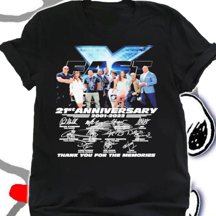 Fast And Furious 21st Anniversary 2001-2022 Signatures Thank You For The Memories Shirt t-shirt shirt