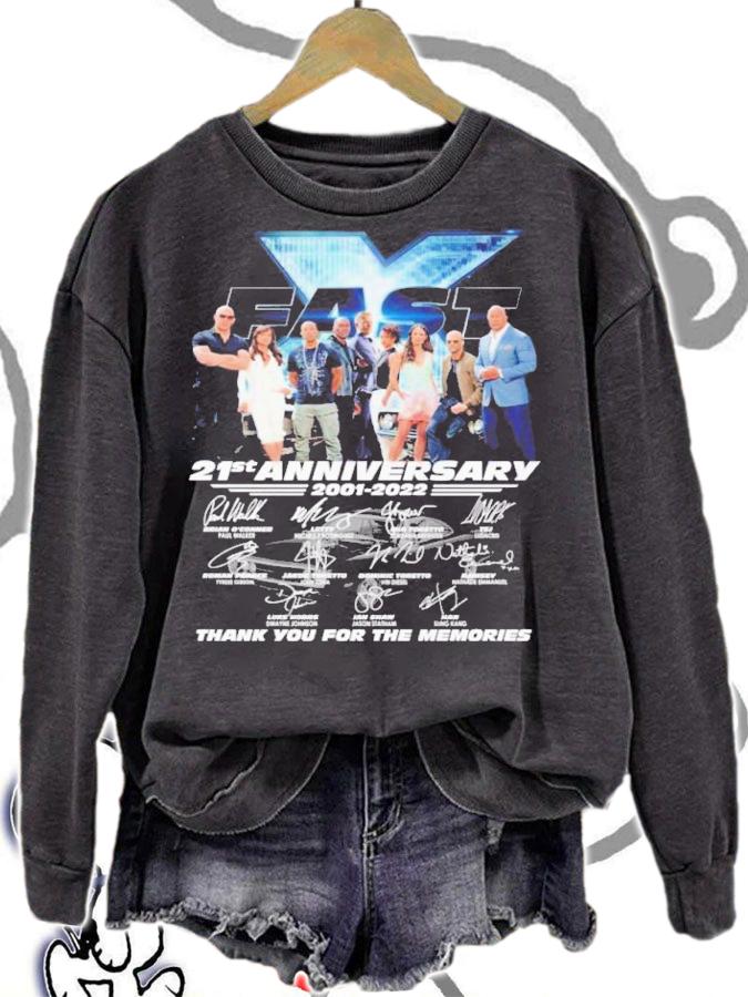 Fast And Furious 21st Anniversary 2001-2022 Signatures Thank You For The Memories Shirt t-shirt sweatshirt