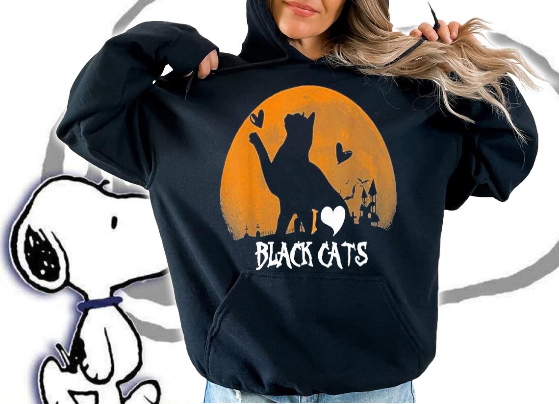 I love black Cats Halloween T-shirt t-shirt hoodie