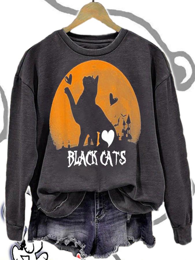 I love black Cats Halloween T-shirt t-shirt sweatshirt