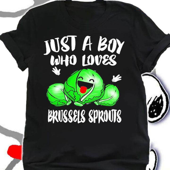 Just A Boy Who Loves Brussels Sprouts Vegetable Vegan Gift T-Shirt t-shirt