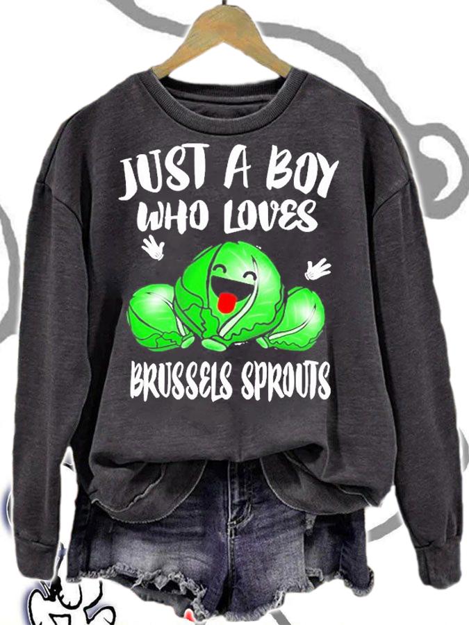 Just A Boy Who Loves Brussels Sprouts Vegetable Vegan Gift T-Shirt t-shirt