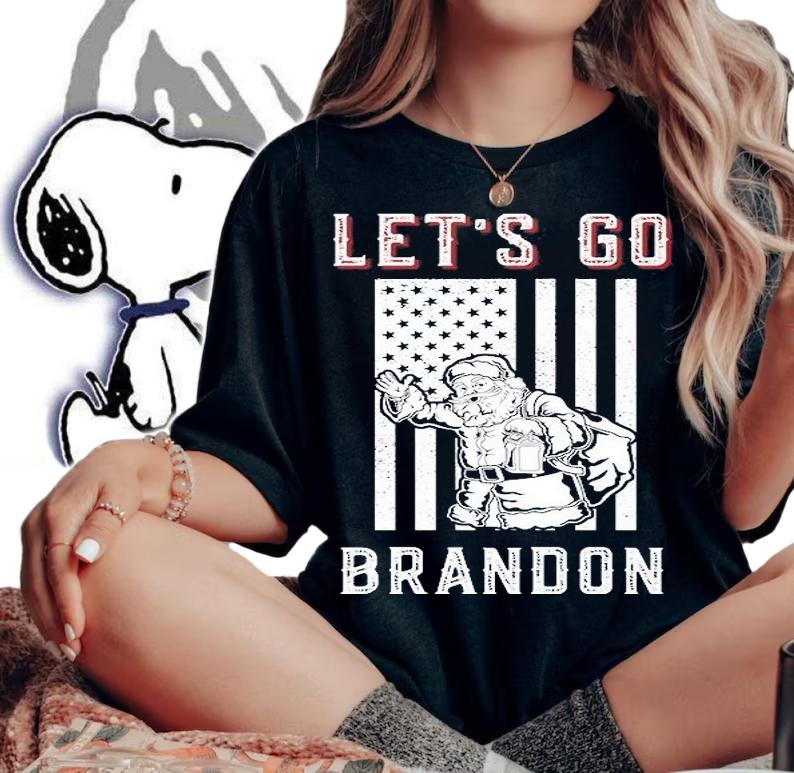 Let's Go Brandon Anti Biden Christmas Santa Claus US Flag T-Shirt t-shirt woman shirt