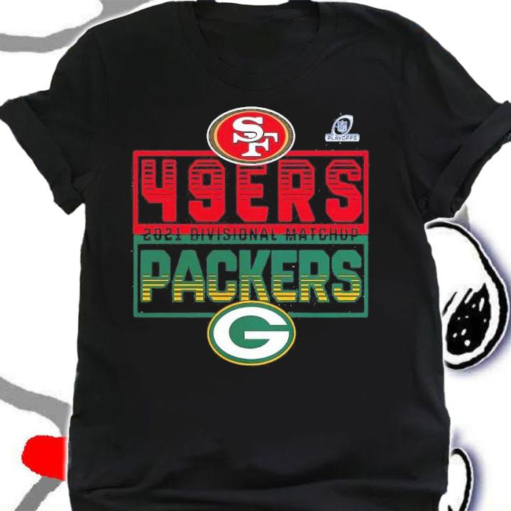Green Bay Packers Vs. San Francisco 49ers 2021 NFL Playoffs Divisional Matchup Stacked Rivalry Shirt t-shirt shirt