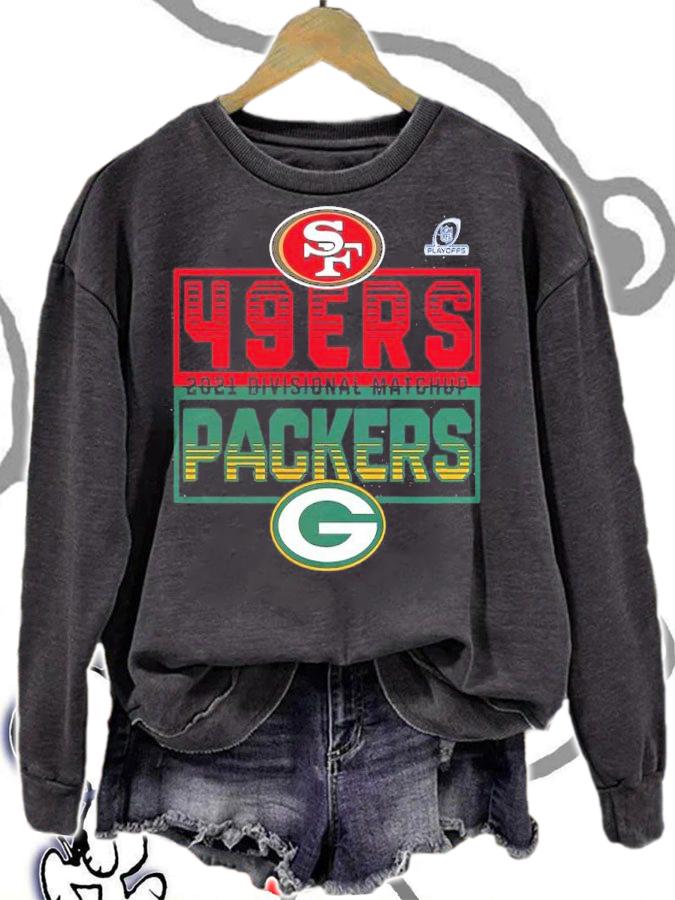 Green Bay Packers Vs. San Francisco 49ers 2021 NFL Playoffs Divisional Matchup Stacked Rivalry Shirt t-shirt sweatshirt