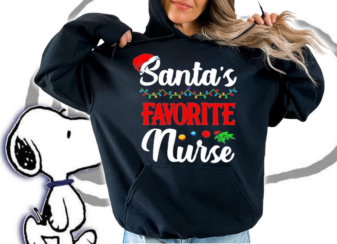 Santas Favorite Nurse Christmas Light Hospital Nursing T-Shirt t-shirt
