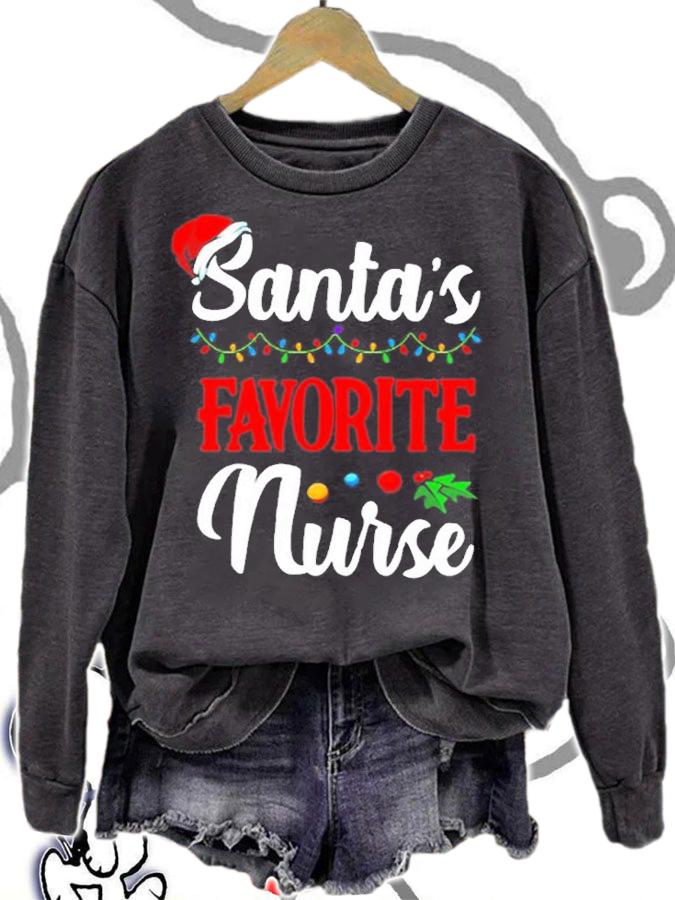 Santas Favorite Nurse Christmas Light Hospital Nursing T-Shirt t-shirt