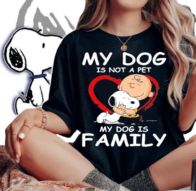 Snoopy And Charlie Brown My Dog Is Not A Pet My Dog Is Family T-Shirt t-shirt