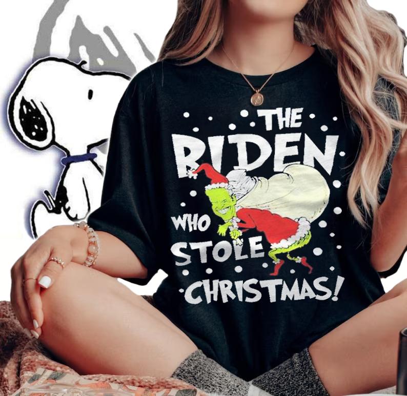 The Biden who stole Christmas T-shirt t-shirt woman shirt