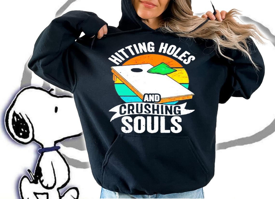 Hitting Holes And Crushing Souls Cornhole Player Sack Toss T-Shirt t-shirt